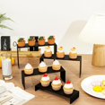 thumbnail image 3 of NEETBU 8 Pcs 2 Set Display Risers, Matte Metal Display Stand, Metal Rectangular Display Shelf for Showcase, Dessert, Toys, Perfume (8pcs-Black, L7''x8''x9''), 3 of 5