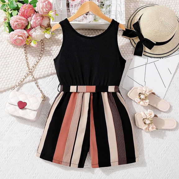 Vedolay Rompers For Summer Girls and Toddlers' Knit Romper,Black 9-10 Years