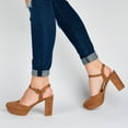 thumbnail image 6 of Journee Womens Roslynn Almond Toe High Block Heel Pumps, Widths Available, 6 of 10