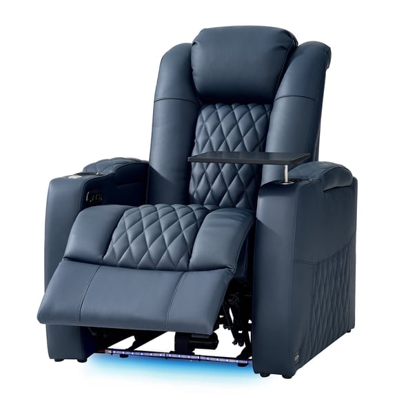 comfiroom Top Grain Leather Home Theater Seating Seats, Classic Series Dual Power Movie Gaming Sofa Movie Theater Chairs Theater Recliner Sofa with Type-C USB Charger Cup Holders