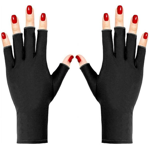 Anti-UV Gloves for Gel Nail Lamp, Gel Manicure Gloves UV Nail Light Gloves, UV Protection Fingerless Gloves UV Shield Glove