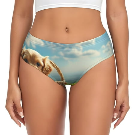 Sikiie Adorable Puppy Basket Women s High Waisted Cotton Underwear Soft Breathable Panties Stretch Briefs Seamless Ladies Panties-X-Large