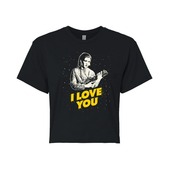 Star Wars - Valentine Princess Leia I Love You - Juniors Cropped Graphic T-Shirt