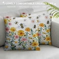 thumbnail image 3 of TIAOTIAOHOU Spring Floral Pillow Cover with Butterflies and Bees, Watercolor Yellow and White Flowers, Decorative Cushion Case for Home and Living Room Decor, 3 of 5