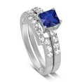 thumbnail image 2 of Luxurious 1.50 Carat Princess cut blue sapphire and White Diamond Wedding Ring Set, 2 of 4