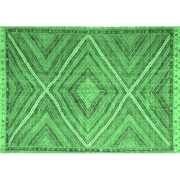 Ahgly Company Indoor Rectangle Southwestern Emerald Green Country Area Rugs, 5' x 7'