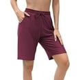 thumbnail image 3 of Charmo Women Swim Shorts Boy Leg Boardshorts with Built-in Brief Solid Beach Swimsuit Bottoms, 3 of 4