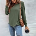 thumbnail image 4 of Hanerdun Women Round Neck Blouse Female Long Sleeve Tunic Tops Green XL, 4 of 5