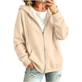 thumbnail image 2 of Oversized Zip Up Hoodie For Women Casual Long Sleeve Sweatshirts Fall Winter Track Jackets Beige XL, 2 of 8