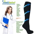 thumbnail image 2 of Extra Soft Large/X-Large Colorful Compression Socks, Moderate/Medium Graduated Compression 15-20 mmHg. Therapeutic, Occupational, Travel & Flight Knee-High Hosiery. Black Multi-Color Zig Zag, 2 of 4