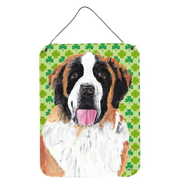 Saint Bernard St. Patrick's Day Shamrock Portrait Wall or Door Hanging Prints