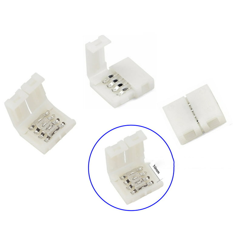 10pcs Rgb Led Strip Connector 4 Pin Led Tape Connector Led Ribbon Quick  Connector Led Rope Clip Connector Solderless Gapless Adapter Extension For  10mm Wide Smd 5050 Multicolor Led Strip