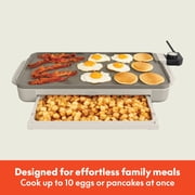 Bella 10 x 18 Nonstick Ceramic Griddle with Warming Tray, Oatmilk