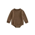 thumbnail image 1 of Infant Baby Boys Girls Fall Clothes Solid Color Long Sleeve Crew Neck Romper Autumn Casual Jumpsuit, 1 of 8