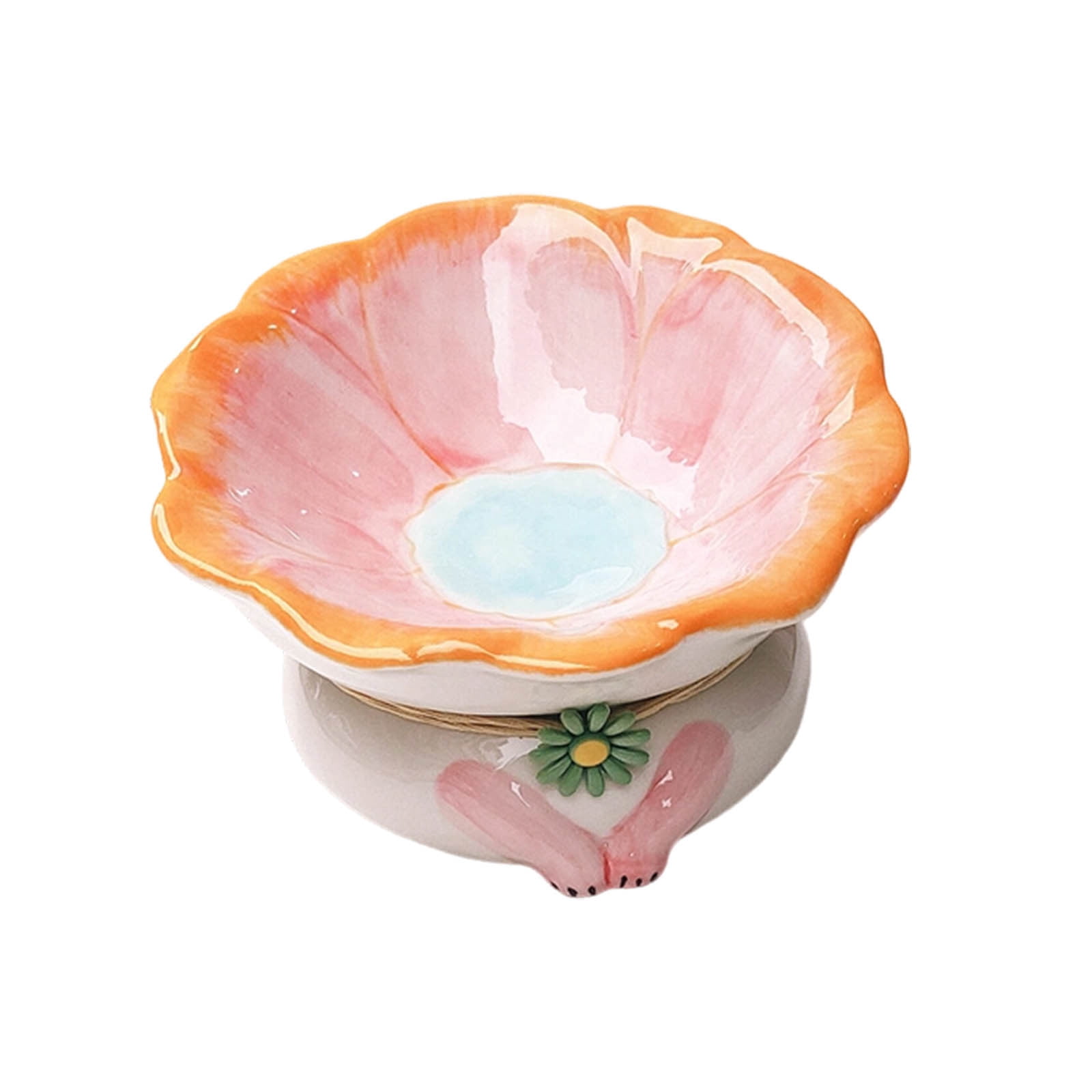 zhonghuaying 1 Pcs Ceramic Raised Cat Food Bowls Elevated Kitty Bowl for Food and Water Anti Vomiting Tilted Cat Bowl for Kittens and Small Dogs Dishwasher and Microwave Safe (Pink)