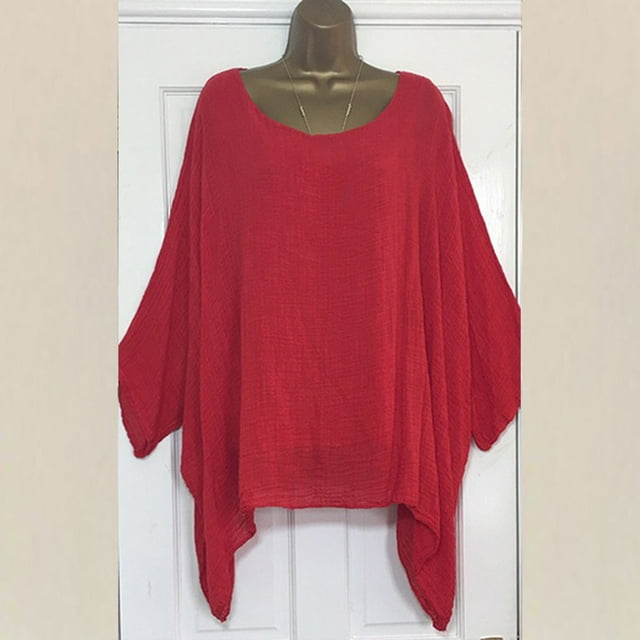 CEHVOM Mode Femme T-Shirt à Manches Courtes Col Rond Été Blouse Ample Unie