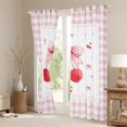 thumbnail image 3 of Feelyou Chic Bowknot Cherry Blackout Curtains Set of 2 (52x84 Each), Fashion Pink Plaid Window Curtains, Teens Kids Boys Girls Curtains and Drapes, Black Out Curtains Decor, 3 of 6