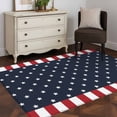 thumbnail image 4 of Rectangle Rug 4x6Ft, Independence Day Patriotic Stars on Blue Soft Non-Slip Washable Felt Carpet Pad, Red White Stripes Border Area Rugs for Living Room Bedroom Kids Room, 4 of 9