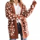 thumbnail image 1 of Qarigey Cárdigan de punto para mujer con bolsillos estampado de puntos Otoño Invierno cálido abrigo Casual moda ropa informal suéter tamaño Prendas para la parte del cuerpo Café Qarigey AP012980-01, 1 of 6