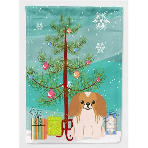 Merry Christmas Tree Pekingnese Red & White Flag Canvas House Size
