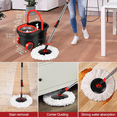 thumbnail image 4 of Plus Sized Spin Mop and Bucket Set on Wheels, 360 Spinning Mop Bucket with 3 Replacement Refills & 61" Extended Handle, Mop Bucket for Living Room, Bedroom, Kitchen, Office (Black & Red), 4 of 7