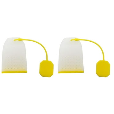 2pcs Silicone Reusable Tea Bag Tea Infuser Strainer Loose Leaf Filters Steeper for Tea Cups Mugs Teapots (Yellow)