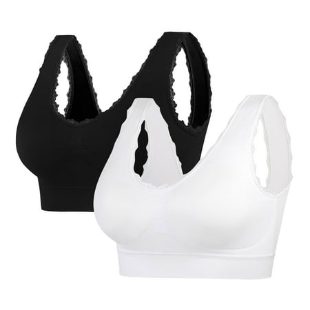 Kaemgyyd 2 PC Sports Bras for Women Plus Size High Support Large Bust Padded Bra Cute Breathable Wirefree Workout Yoga Bra