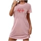 thumbnail image 2 of Camisón corto de San Valentín para mujer, talla grande, estampado en el pecho, cuello redondo, manga corta, 2 of 3