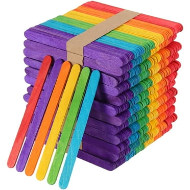 SEUNMUK 1000 Pcs 4.5 inch Colored Popsicle Sticks, Natural Rainbow Popsicle Sticks, Wood Craft Sticks for DIY Arts