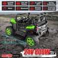 thumbnail image 2 of Funcid 24V 4WD Ride on Toys, 2-Seater Ride on cars with Remote Control, Electric Car, Power UTV Wheels with 4*200W Motor, Bluetooth, Music, Lights, 3 Speeds, Spring Suspension, Green, 2 of 8