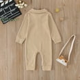 thumbnail image 3 of And Toddler Boys Girls Solid Color Long Sleeve Romper Jumpsuit Clothes,Size 0 Months-3 Months, 3 of 4