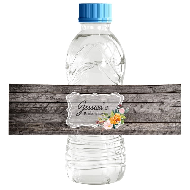 Darling Souvenir Rustic Wood Panel WaterBottleLabels For Bridal Shower Easy To Use Party Supplies Bridal Shower Collection Great For Your Celebrations Pack Of 32
