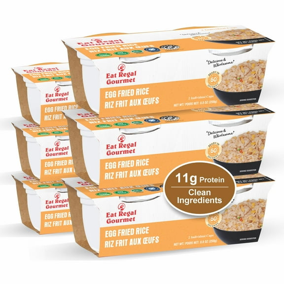Eat Regal Gourmet Egg Fried Rice, Ready in 60 Seconds, 2 Individual Cups, Pack of 6