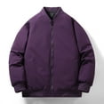 thumbnail image 4 of Aueoeo Men's Bomber Jacket Winter Warm Lightweight Windbreaker Full Zip Casual Jackets With Pockets(Available In Plus Size) Purple 3X-Large, 4 of 8