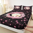 thumbnail image 4 of Castle Fairy Sport Baseball Glove Print Queen Sheets 4 Pieces, Starry Sky Queen Sheet Sets, Black Pink White,1 Fitted Sheet, 1 Flat Sheet and 2 Pillowcases, 4 of 6