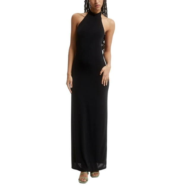 SUNSIOM Femmes Longue Robe Moulante Couleur Unie Licou Robe Serrée Été Sans Manches Dos Nu Robe de Soirée
