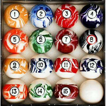 Marble Swirl Style Billiard Table Pool Ball Set Regulation 2 1/4