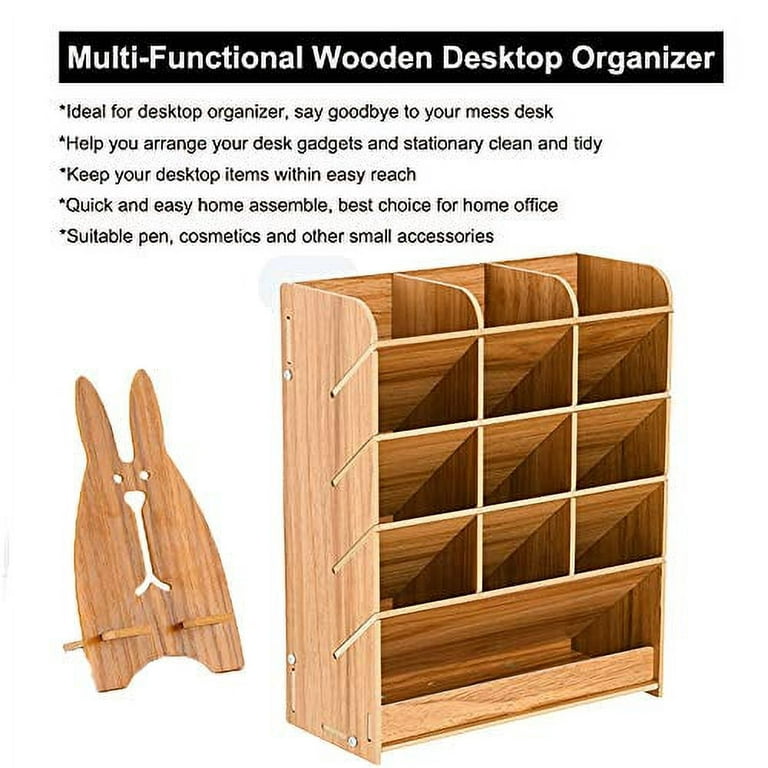 Marbrasse Wooden Pen Organizer, Multi-Functional DIY Pen Holder Box,  Desktop Stationary, Easy Assembly, Home Office Art Supplies Organizer  Storage wi - Imported Products from USA - iBhejo