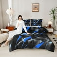 thumbnail image 4 of Homewish Abstarct Geometric Queen Comforter Set,Modern Artistic Bedding Sets,Blue Black Bedding Comforter Set For Teens,Ultra Soft Home Decor Reversible,3pcs, 4 of 8