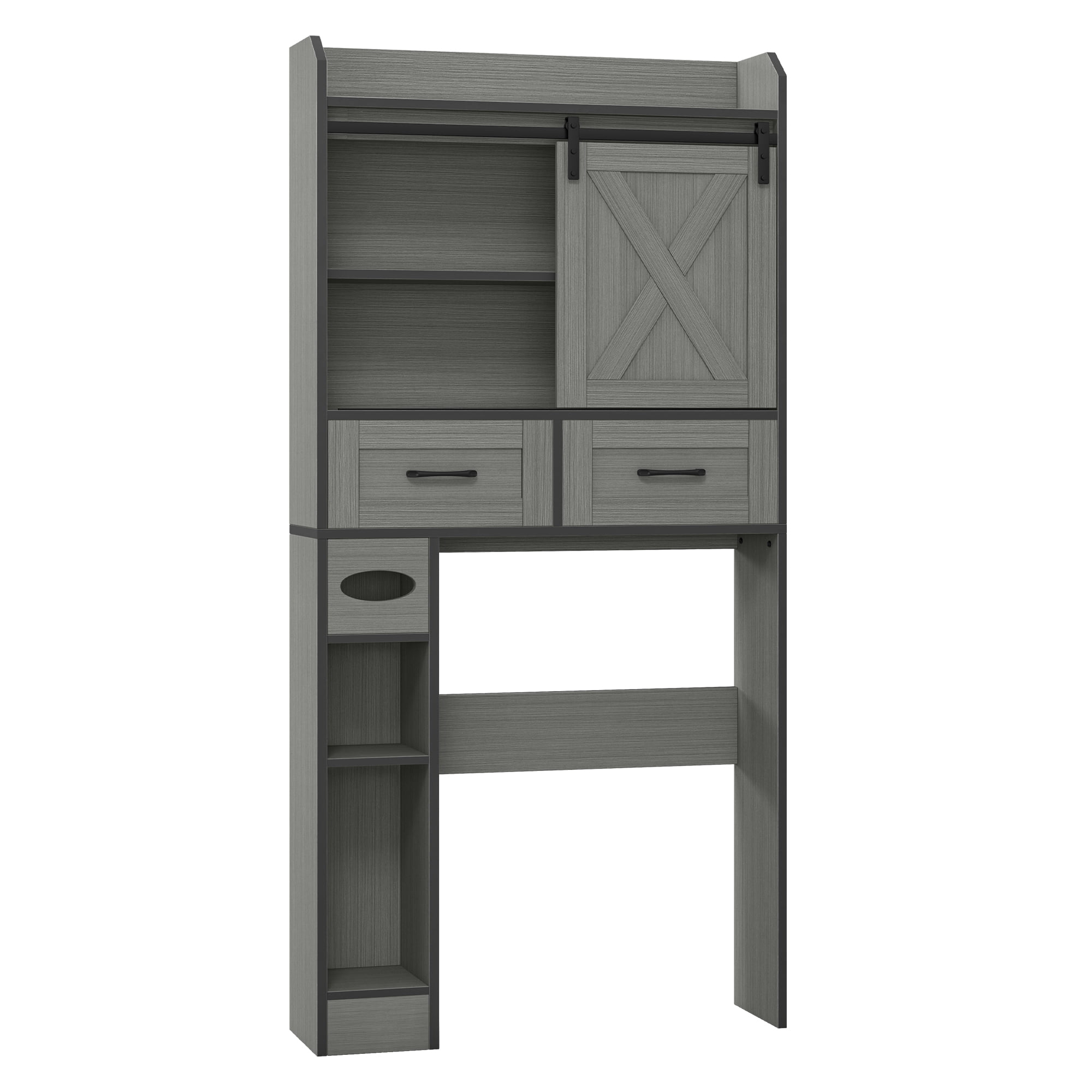 Uforic Over The Toilet Storage Cabinet,Bathroom Shelf Organizer with Storage Drawers,Toilet Paper Holder,and Adjustable Shelf