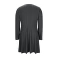 thumbnail image 7 of Vibrex A-line Ribbed Knit Dress Spring Solid Color Crew Neck Long Sleeve Flare Dress Casual Swing Fold Dress Solid Midi Dress Dark Gray_2XL, 7 of 7