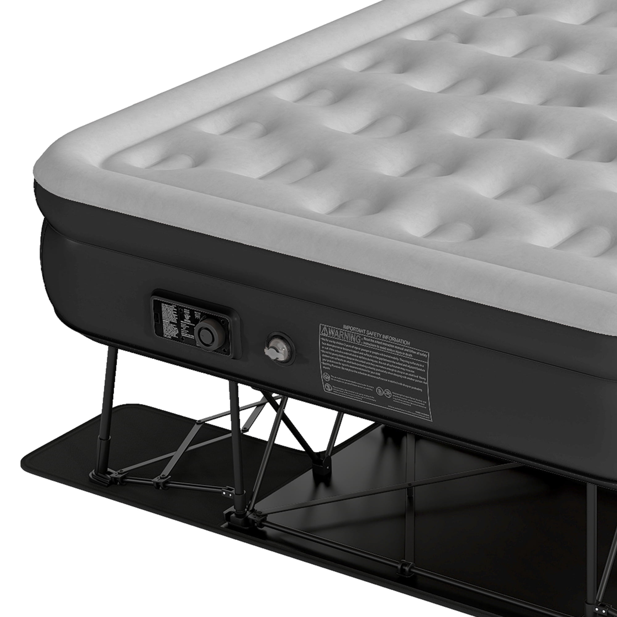 Uforic Queen Inflatable Air Bed with Folding Frame and Rolling Bag, Built-in Pump Blow Up Mattress, Portable Air Mattress for Camping, Guest Room and Travel, 79 x 59 x 28 Inches, Black