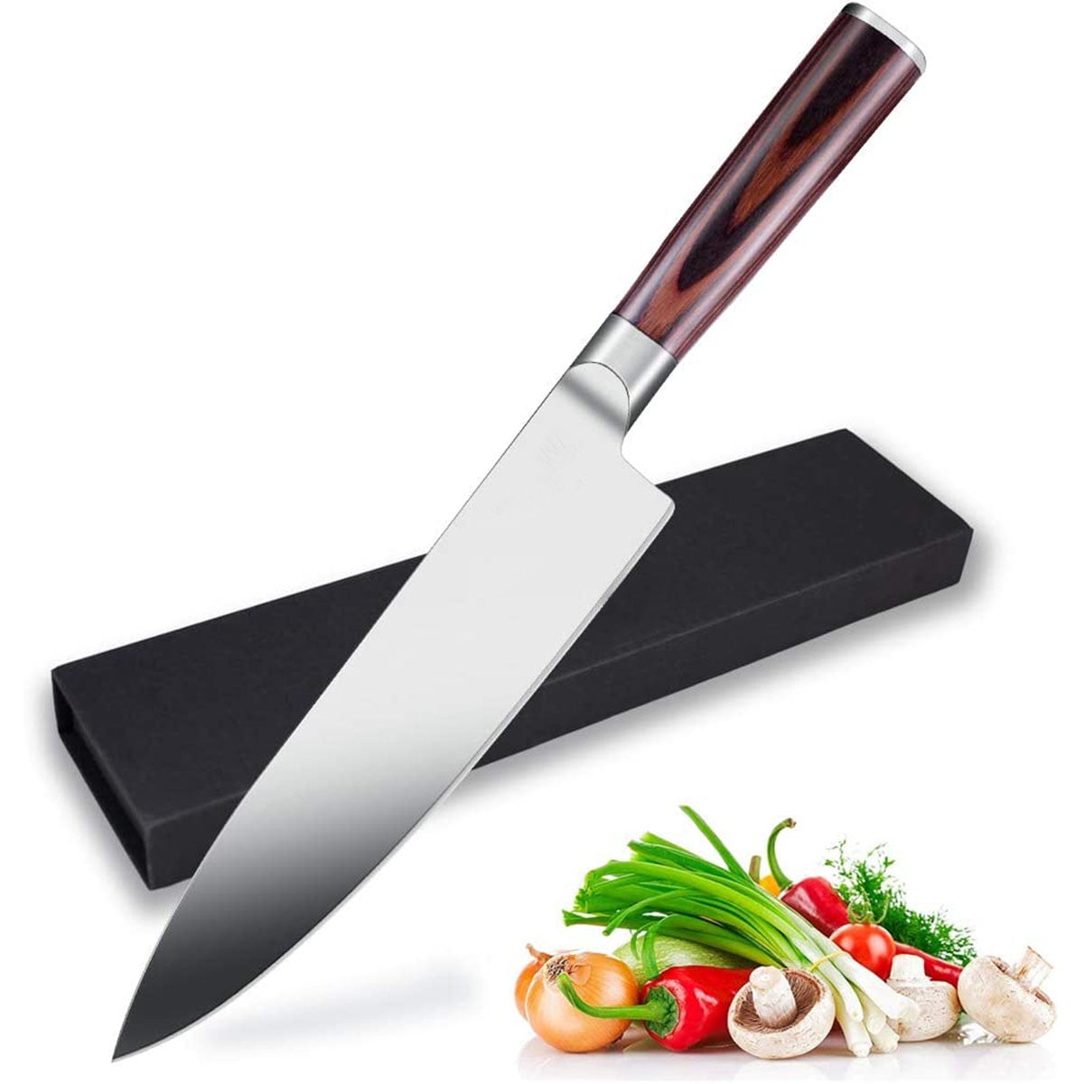 8 Inch Chef Knife，Precision Forged High-Carbon Stainless Steel German Made Chef’s Knife ,Black