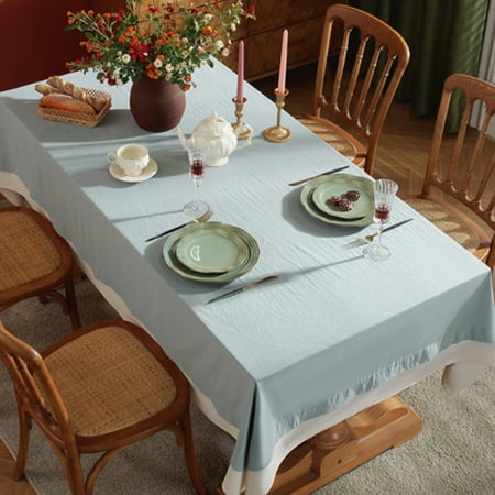 

Wrcnote Table Cloths Home Decor Tablecloth Covers Rectangle Tablecloths Washable Retro Dust-proof Solid Color Blue 55 x 63