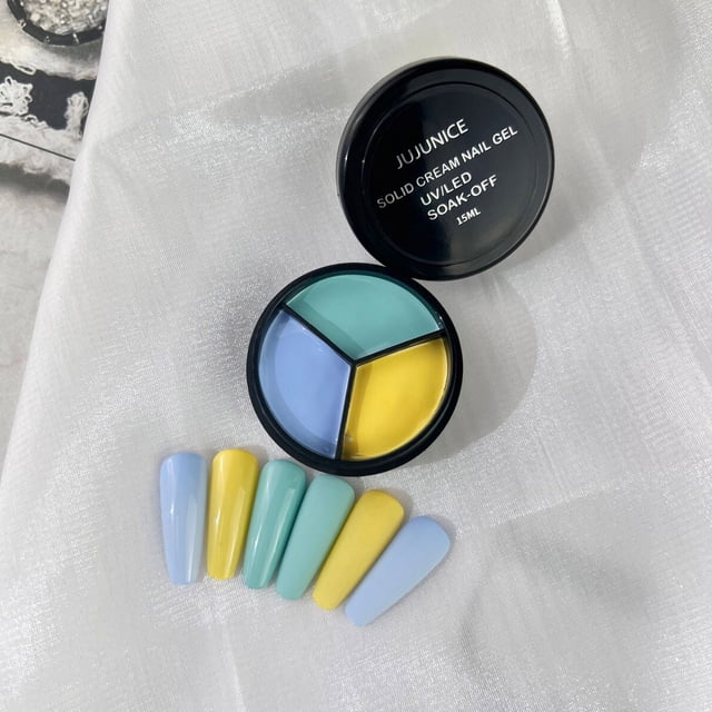 Xihbxyly Pegamento para Uñas, Pasta Sólida Tricolor, Brillo Duradero Hasta Por 20 Días, Fórmula Ligera E Inodora, Creatividad En Diseños de Uñas, Uso Profesional En Casa, 15 Ml, Innovación En Moda.