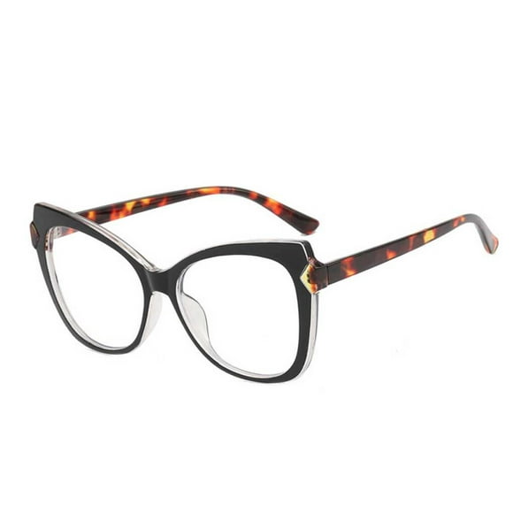 Fashion Cat's Eye Eyeglasses Lightweight Leopard for Optical Street Snap Print Vintage Style Makeup-free Big Frame Glasses Street Snap Black leopard leg