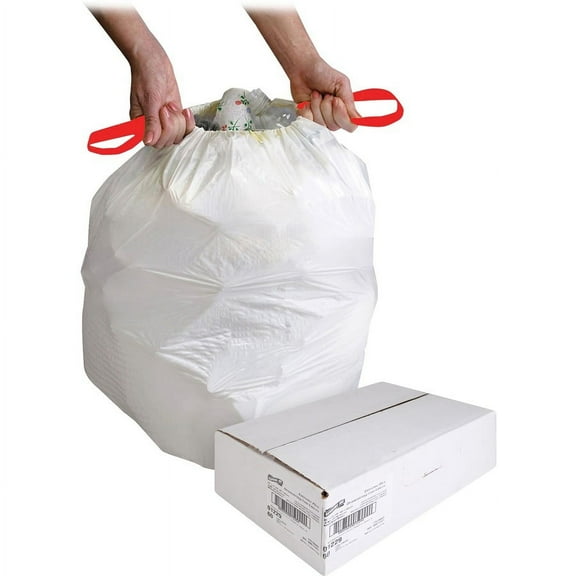 Genuine Joe Flexible Drawstring Trash Can Liners - Small Size - 13 gal - 24" Width x 25.13" Length x 0.90 mil (23 Micron) Thickness - Low Density - Wh | Bundle of 2 Cartons