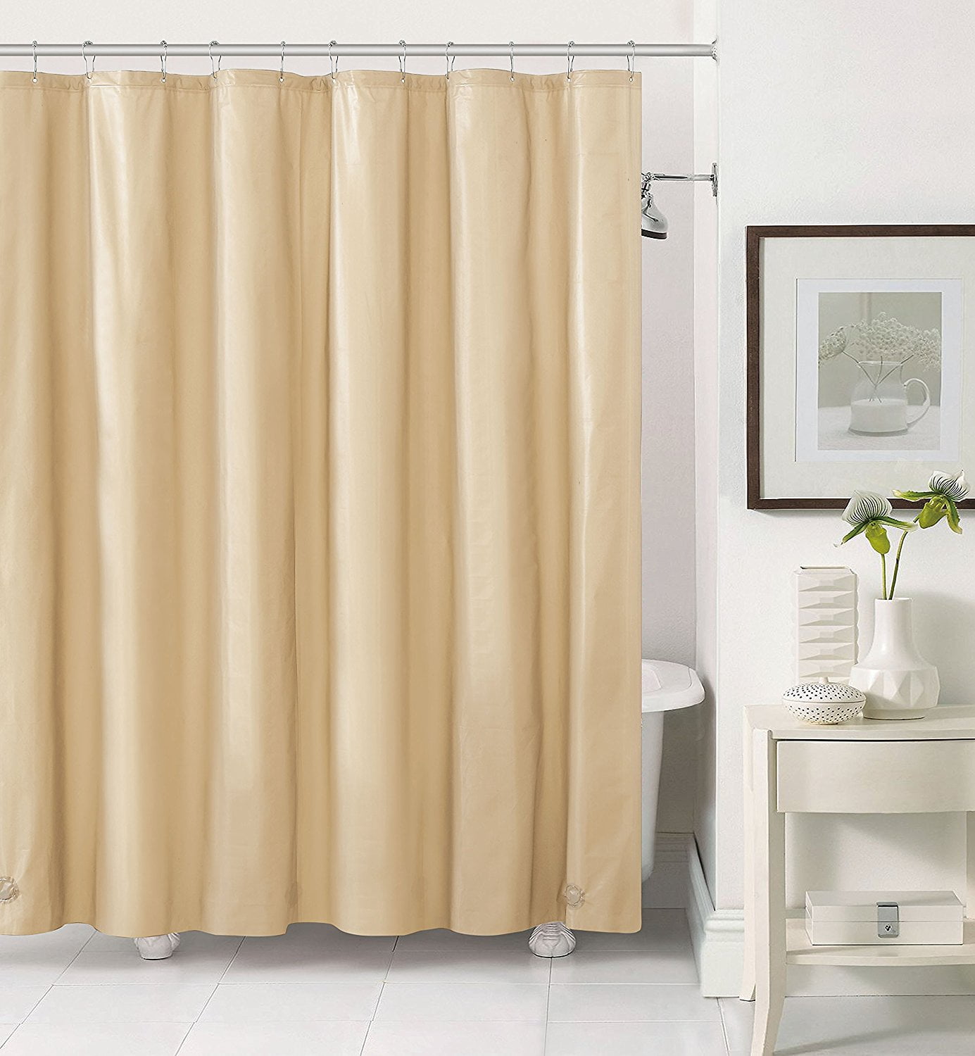 VCNY Home Heavyweight 6 Gauge Beige Solid PEVA Shower Liner, 72' x 72'