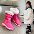 thumbnail image 2 of XXWXYD Boy Snow Boots Girls Shoes Fashion Solid Color Short Boots Simple Casual Non Slip Breathable Boots Walking Shoes for Toddler/Little Kid/Big Kid(5-5.5 Years,Red), 2 of 3