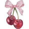 thumbnail image 2 of Women's Cute Cherry Bow Graphic Print T-Shirt, Soft Short Sleeve Crew Neck Top, Casual Summer & Spring Tee with Pink Bow & Cherry Design, Spring Casual Shirt | Cherry Bow Design | Soft Materi, 2 of 7